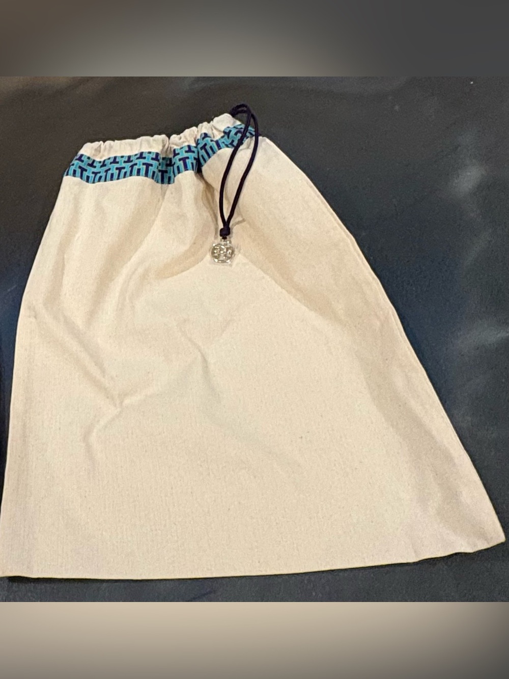 Tory Burch Drawstring Dust Bags Set Of 2 Blue Logo Trim Shoe Travel Storage - Picture 3 of 12
